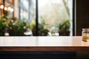 ai gegenereerd elegant minimalistische tafel instelling in upscale restaurant met zacht bokeh achtergrond foto