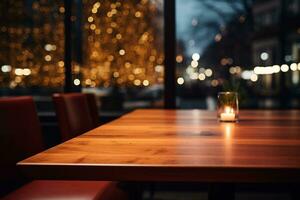 ai gegenereerd elegant minimalistische tafel instelling in upscale restaurant met zacht bokeh achtergrond foto