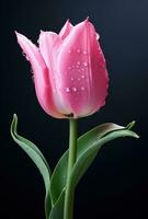 ai gegenereerd een roze tulp in water, roze en grijs, foto