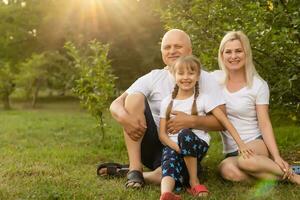 gelukkig familie genieten van in park Aan zonnig een dag foto