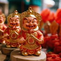 ai gegenereerd een rood en goud Chinese nieuw jaar decoratie foto