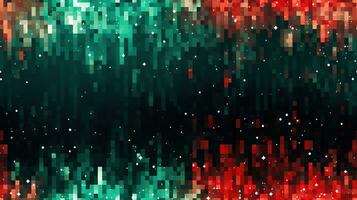 ai gegenereerd generatief ai, abstract pixel kunst achtergrond, naadloos meetkundig mozaïek- patroon, Kerstmis kleuren foto