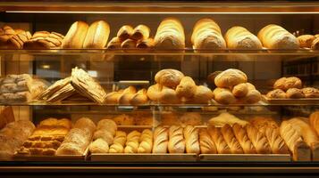 ai gegenereerd croissant bakkerij toetje voedsel foto