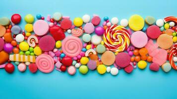 ai gegenereerd lollies assortiment snoep voedsel foto