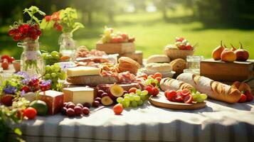 ai gegenereerd barbecue vakantie picknick voedsel foto