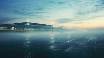 ai gegenereerd landingsbaan lucht luchthaven achtergrond foto