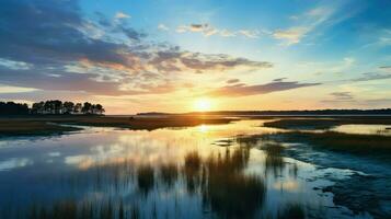 ai gegenereerd kust- zout moeras landschap foto