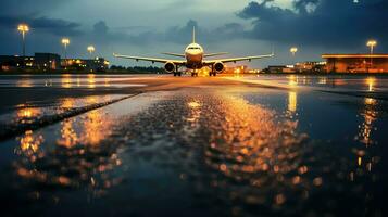 ai gegenereerd reizen vliegtuig luchthaven achtergrond foto