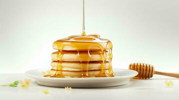 ai gegenereerd siroop honing pannenkoek voedsel foto