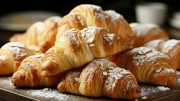 ai gegenereerd Frans heerlijk croissant voedsel foto