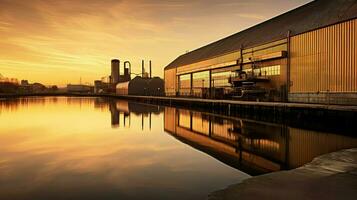 ai gegenereerd faciliteit gebouw magazijn achtergrond foto