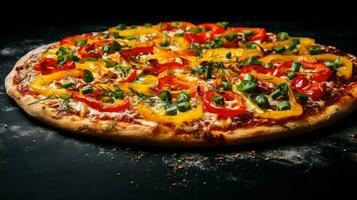 ai gegenereerd toppings peper pizza voedsel foto