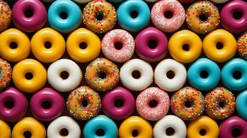 ai gegenereerd hagelslag kleur donut voedsel foto