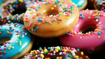 ai gegenereerd traktatie snoep donut voedsel foto