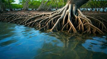 ai gegenereerd wetland mangrove moeras landschap foto