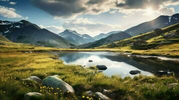 ai gegenereerd dieren in het wild alpine toendra landschap foto