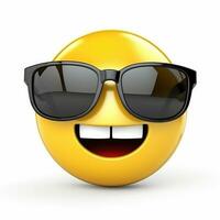 ai gegenereerd glimlachen emoji met zonnebril geïsoleerd Aan wit achtergrond foto