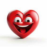 ai gegenereerd tekenfilm glimlachen rood hart emoji geïsoleerd Aan wit achtergrond foto