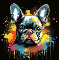 ai gegenereerd een kleurrijk, waterverf Frans bulldog t-shirt foto