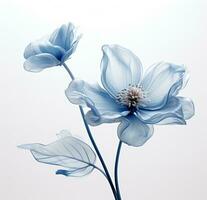 ai gegenereerd een blauw bloem met een lang stam foto