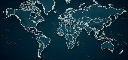 ai gegenereerd gedetailleerd kaart van de wereld met borders en steden foto