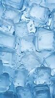 detailopname ijs kubussen in blauw toon achtergrond foto
