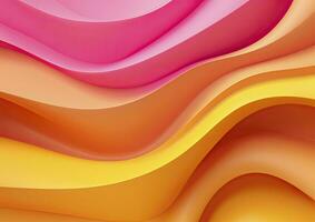 ai gegenereerd roze en geel patroon 3d golvend lijn abstract kleurrijk achtergrond foto