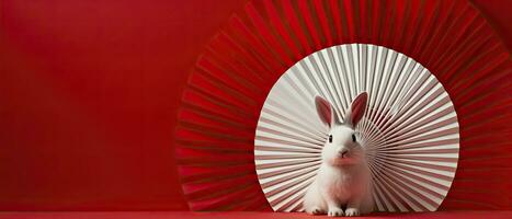 ai gegenereerd Chinese nieuw jaar, jaar van de konijn festival achtergrond met kopiëren ruimte foto
