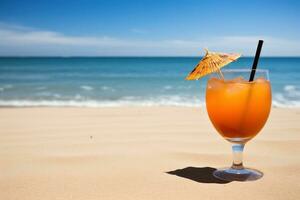 ai gegenereerd limonade cocktail Aan de strand detailopname. vakantie achtergrond. ai gegenereerd foto