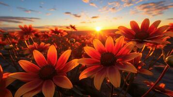 ai gegenereerd bloemen, achtergrond afbeelding, bloem veld, helderheid, versheid, landschap, landschap, natuur foto