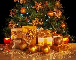 Kerstmis presenteert onder boom foto