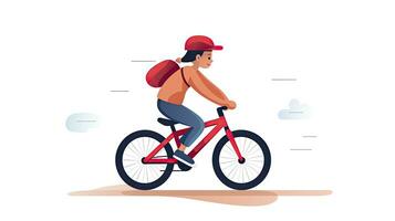 ai gegenereerd minimalistische ui illustratie van een kind aan het leren naar rijden een fiets in een vlak illustratie Aan een wit achtergrond foto