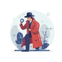 ai gegenereerd minimalistische ui illustratie van een detective oplossen een mysterie in een vlak illustratie stijl Aan een wit achtergrond foto