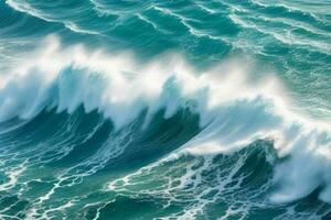 ai gegenereerd top visie schuimend water golven Bij de oceaan. pro foto