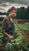 ai gegenereerd velden van genade portretten van vrouw boeren foto
