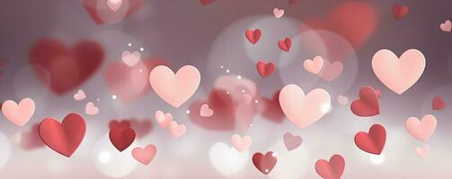ai gegenereerd betoverend atmosfeer - rood en roze harten voor Valentijnsdag viering foto