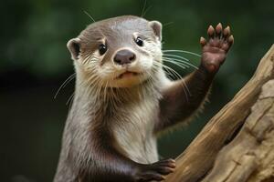 ai gegenereerd Otter in de water. ai gegenereerd foto