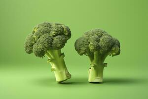 ai gegenereerd twee broccoli stukken geregeld Aan achtergrond. ai gegenereerd foto
