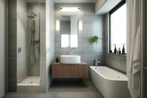 ai gegenereerd modern stijl badkamer. pro foto