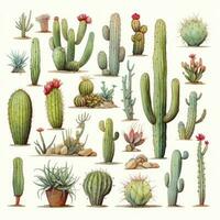 ai gegenereerd de cactus reeks Aan wit achtergrond. clip art illustraties. ai gegenereerd foto