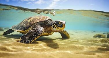ai gegenereerd foto van zee schildpad in de galapagos eiland. generatief ai