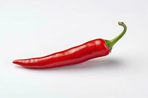 ai gegenereerd een rood Chili peper is geïsoleerd Aan een wit achtergrond. ai gegenereerd foto