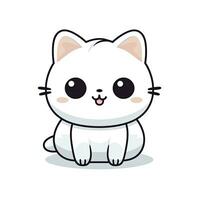 ai gegenereerd schattig kawaii kat clip art icoon wit achtergrond. ai gegenereerd foto