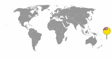 speldkaart met niue-vlag op wereldkaart. vectorillustratie. foto