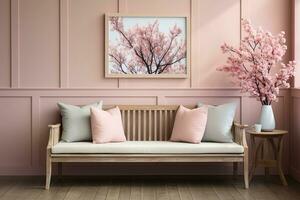 ai gegenereerd interieur van elegant kamer met sofa gemaakt met generatief ai foto