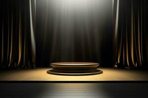 ai gegenereerd abstract luxe donker goud platform podium voor Product presentatie foto