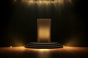 ai gegenereerd abstract luxe donker goud platform podium voor Product presentatie foto