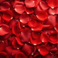 ai gegenereerd rood roos bloemblaadjes met kopiëren ruimte. gemakkelijk nog elegant optie voor Valentijnsdag dag foto
