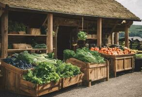 ai gegenereerd rustiek charme verkennen de platteland boerderij winkel foto