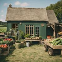 ai gegenereerd rustiek charme verkennen de platteland boerderij winkel foto